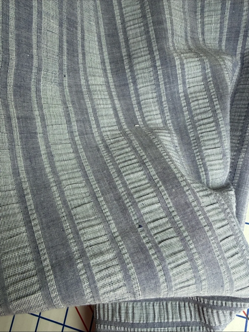 Vintage Blue Gray Yarn-Dyed Woven Stripe Cotton Fabric 1 1/3 Yards x 44”